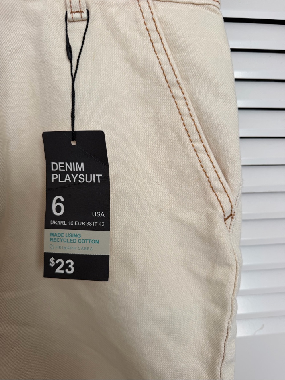 Denim&Co Cream Short-Sleeve Denim Romper - Picture 3 of 6